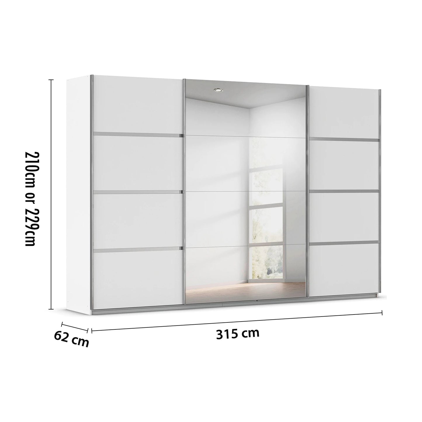Rauch Aurich White Decor Sliding Door Wardrobe with Mirror 315cm