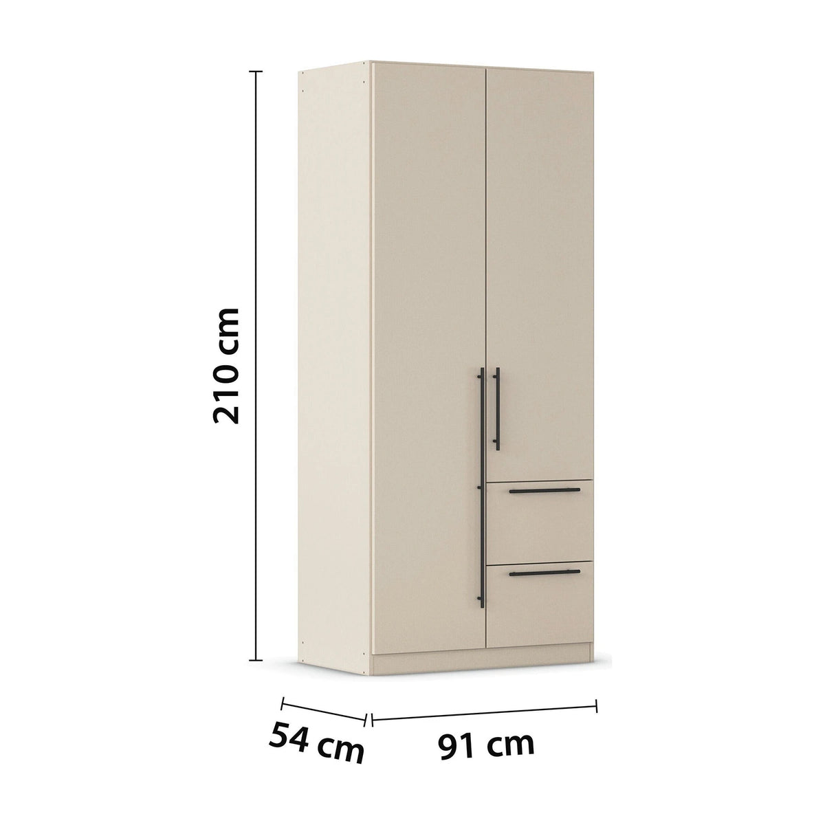 Rauch Avola 2 Door, 2 Drawers Combi Wardrobe 91cm Dimensions