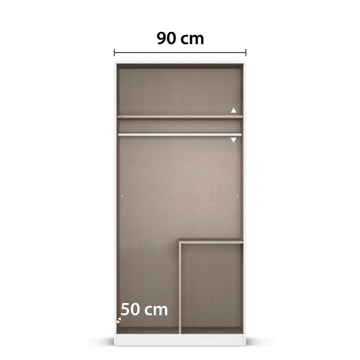 Rauch Avola 2 Door, 2 Drawers Combi Wardrobe 91cm internal compartment dimensions