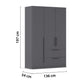 Rauch Avola 3 Door, 2 Drawers Combi Wardrobe 136cm Dimensions