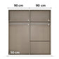 Rauch Avola 4 Door, 2 Drawers Combi Wardrobe 181cm internal compartments Dimensions