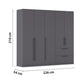 Rauch Avola 5 Door, 2 Drawers Combi Wardrobe 226cm Dimensions