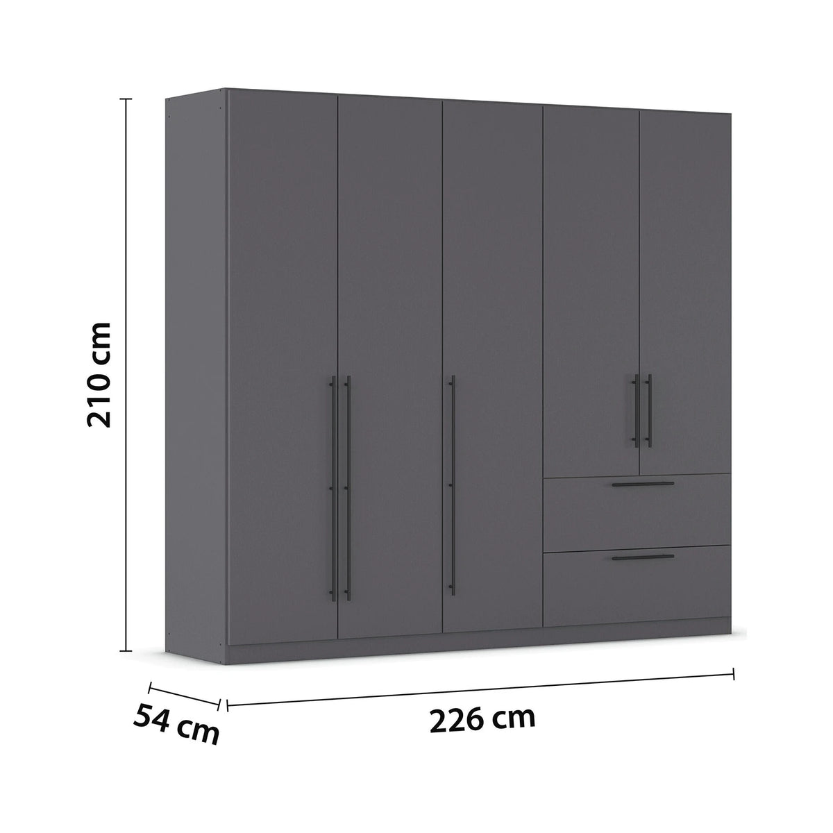 Rauch Avola 5 Door, 2 Drawers Combi Wardrobe 226cm Dimensions
