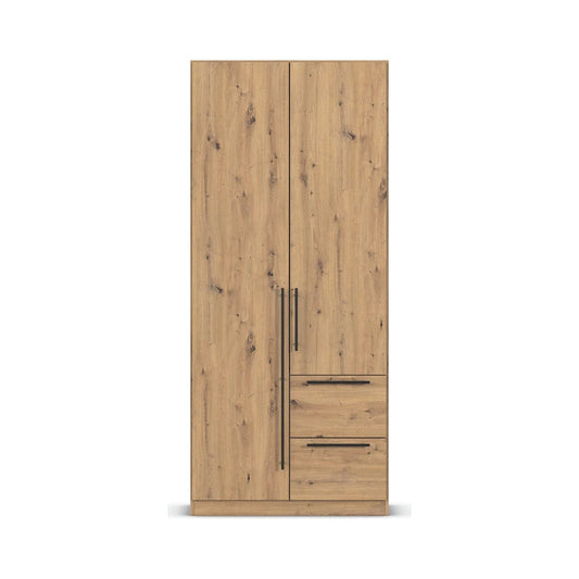 Rauch Avola 2 Door, 2 Drawers Combi Wardrobe 91cm in Oak front view