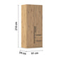 Rauch Avola 2 Door, 2 Drawers Combi Wardrobe 91cm in Oak Dimensions