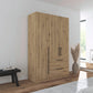 Rauch Avola 3 Door, 2 Drawers Combi Wardrobe 136cm in Oak styled in a modern bedroom