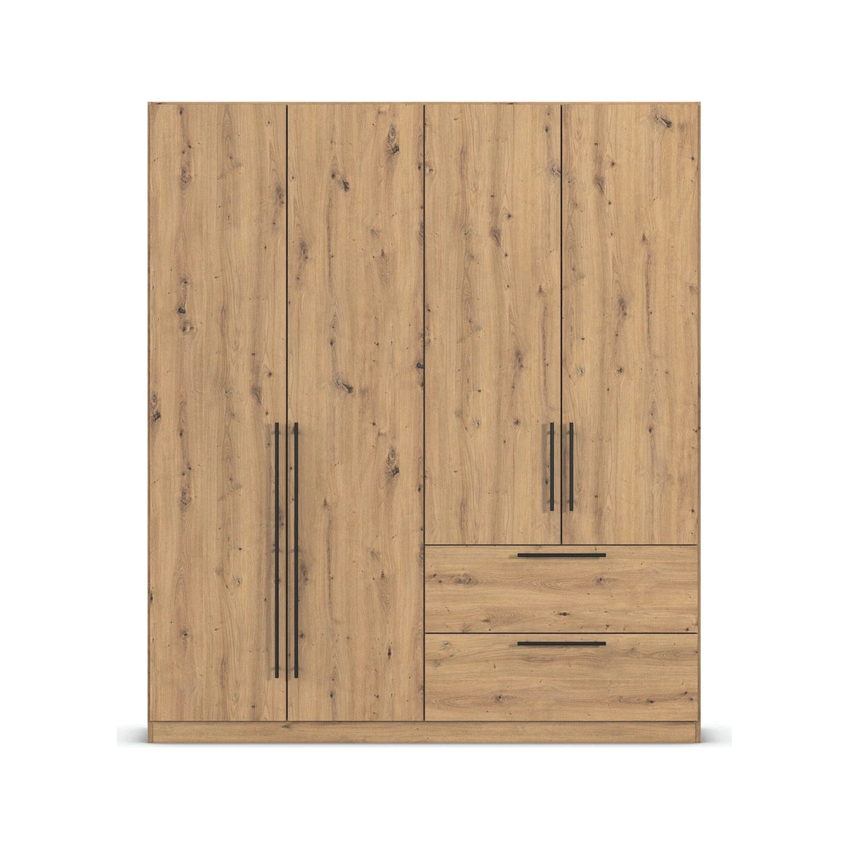 Rauch Avola 4 Door, 2 Drawers Combi Wardrobe 181cm in Oak front view