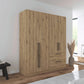 Rauch Avola 4 Door, 2 Drawers Combi Wardrobe 181cm in Oak styled in a modern bedroom