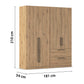 Rauch Avola 4 Door, 2 Drawers Combi Wardrobe 181cm in Oak Dimensions