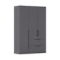 Rauch Avola 3 Door, 2 Drawers Combi Wardrobe 136cm in Metallic Grey