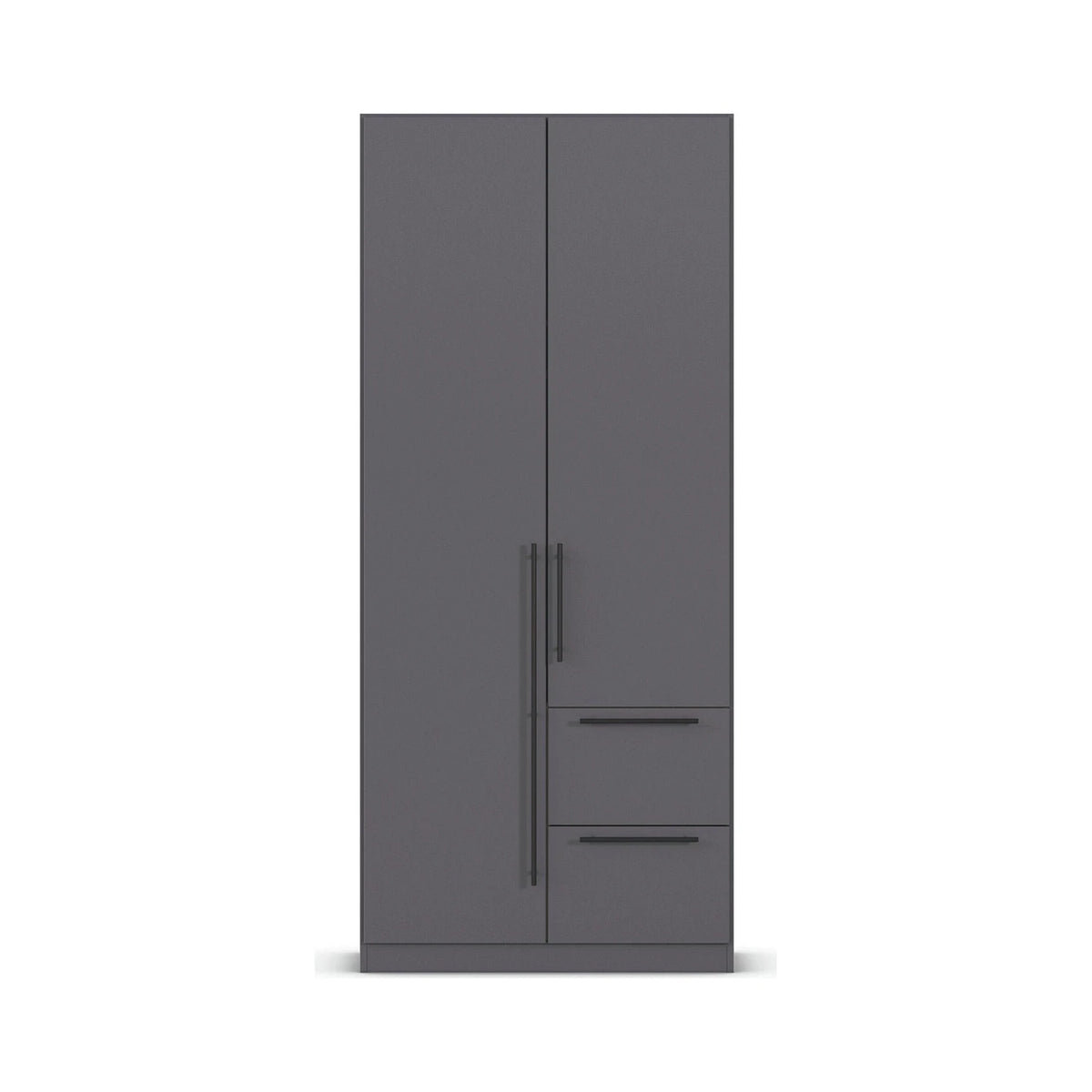 Rauch Avola 2 Door, 2 Drawers Combi Wardrobe 91cm in Metallic Grey front view