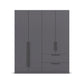 Rauch Avola 4 Door, 2 Drawers Combi Wardrobe 181cm in Metallic Grey front view
