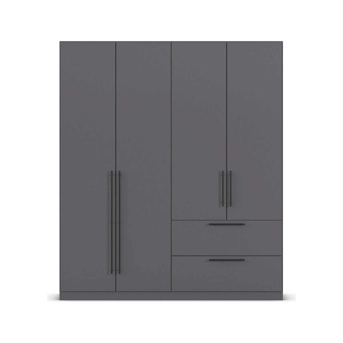 Rauch Avola 4 Door, 2 Drawers Combi Wardrobe 181cm in Metallic Grey front view
