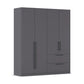 Rauch Avola 4 Door, 2 Drawers Combi Wardrobe 181cm in Metallic Grey