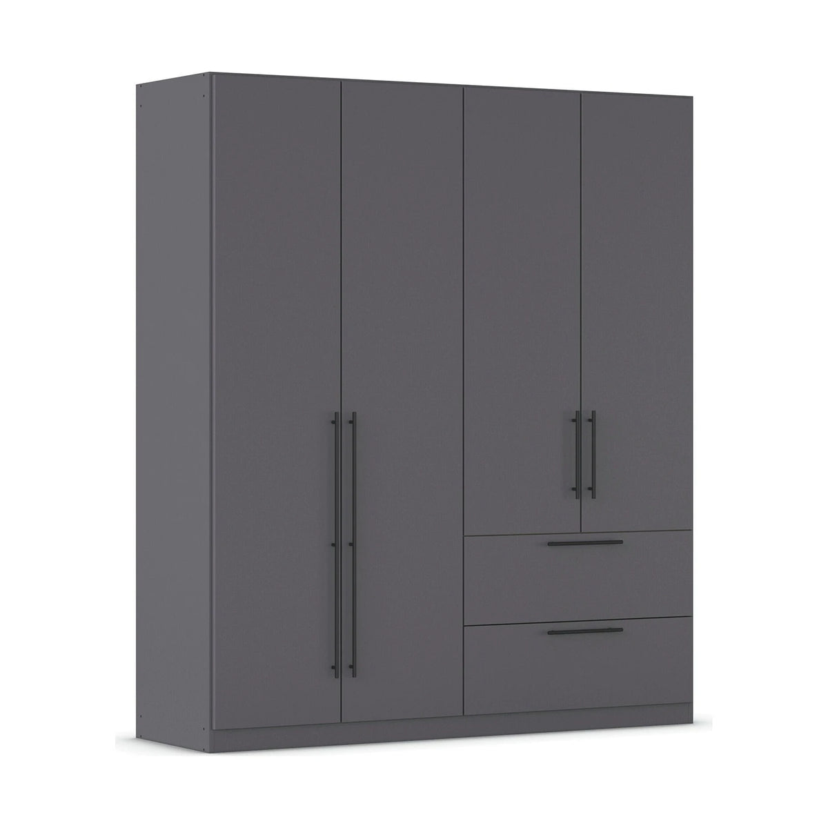 Rauch Avola 4 Door, 2 Drawers Combi Wardrobe 181cm in Metallic Grey