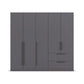 Rauch Avola 5 Door, 2 Drawers Combi Wardrobe 226cm in Metallic Grey front view