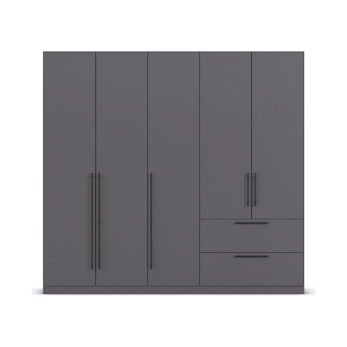 Rauch Avola 5 Door, 2 Drawers Combi Wardrobe 226cm in Metallic Grey front view