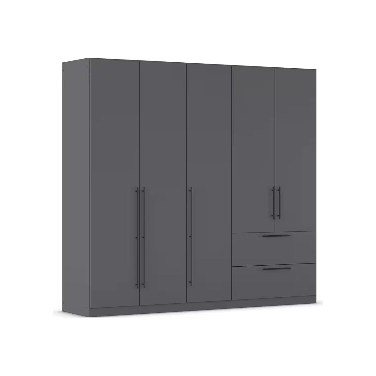 Rauch Avola 5 Door, 2 Drawers Combi Wardrobe 226cm in Metallic Grey