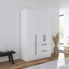 Rauch Avola 3 Door, 2 Drawers Combi Wardrobe 136cm in Alpine White styled in a modern bedroom