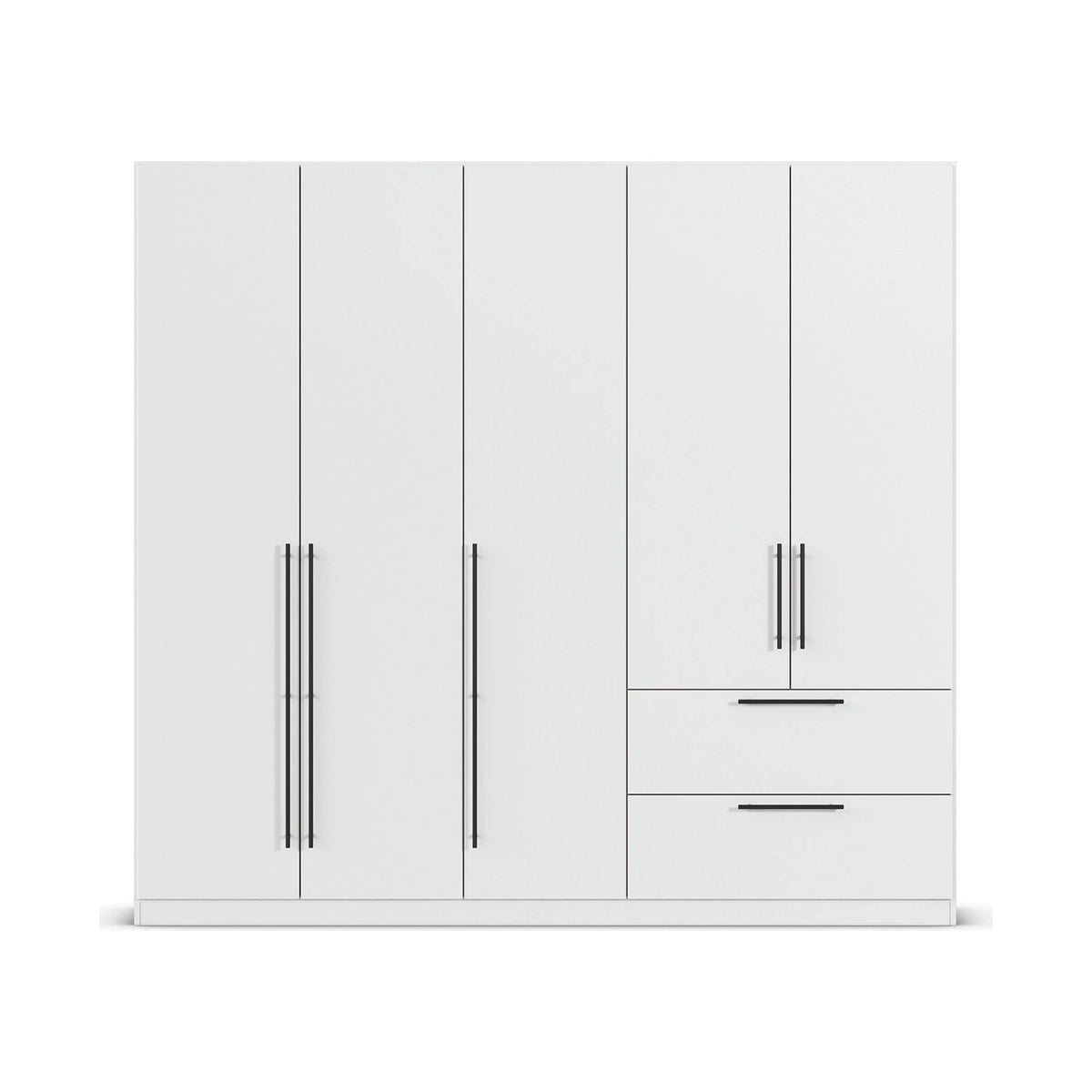 Rauch Avola 5 Door, 2 Drawers Combi Wardrobe 226cm in Alpine White front view