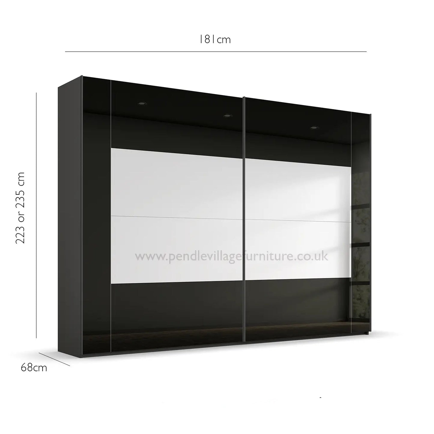 Dimensions on Rauch Rio Basalt Glass 181cm frame style 2 door sliding wardrobe with mirror