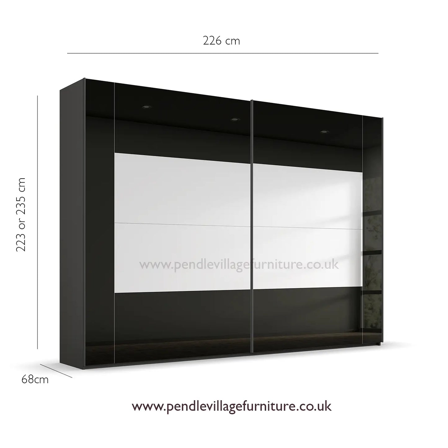 Rauch Basalt Glass Rio 226cm 2 Door Sliding Wardrobe - Pendle Village Furniture