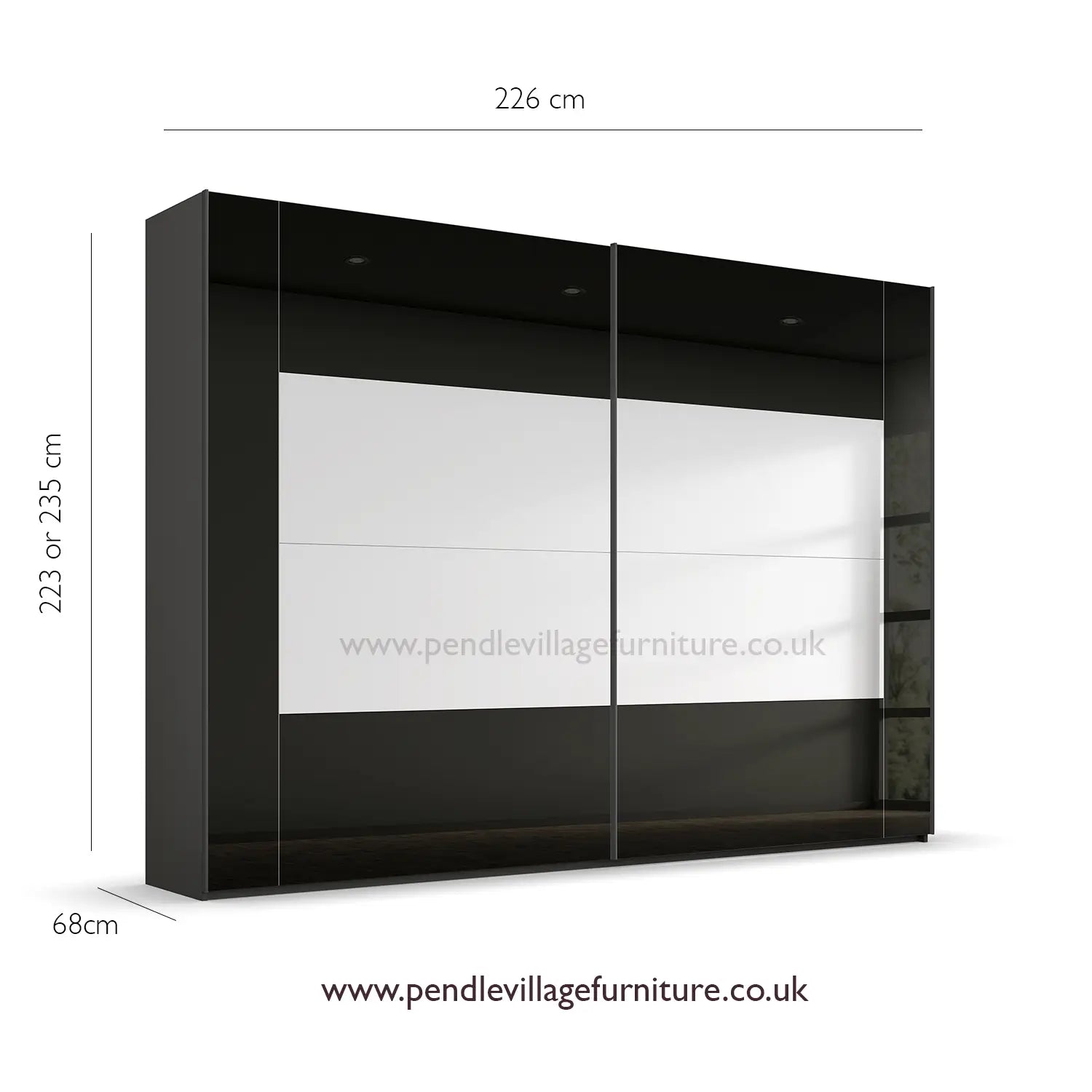 Rauch Basalt Glass Rio 226cm 2 Door Sliding Wardrobe - Pendle Village Furniture
