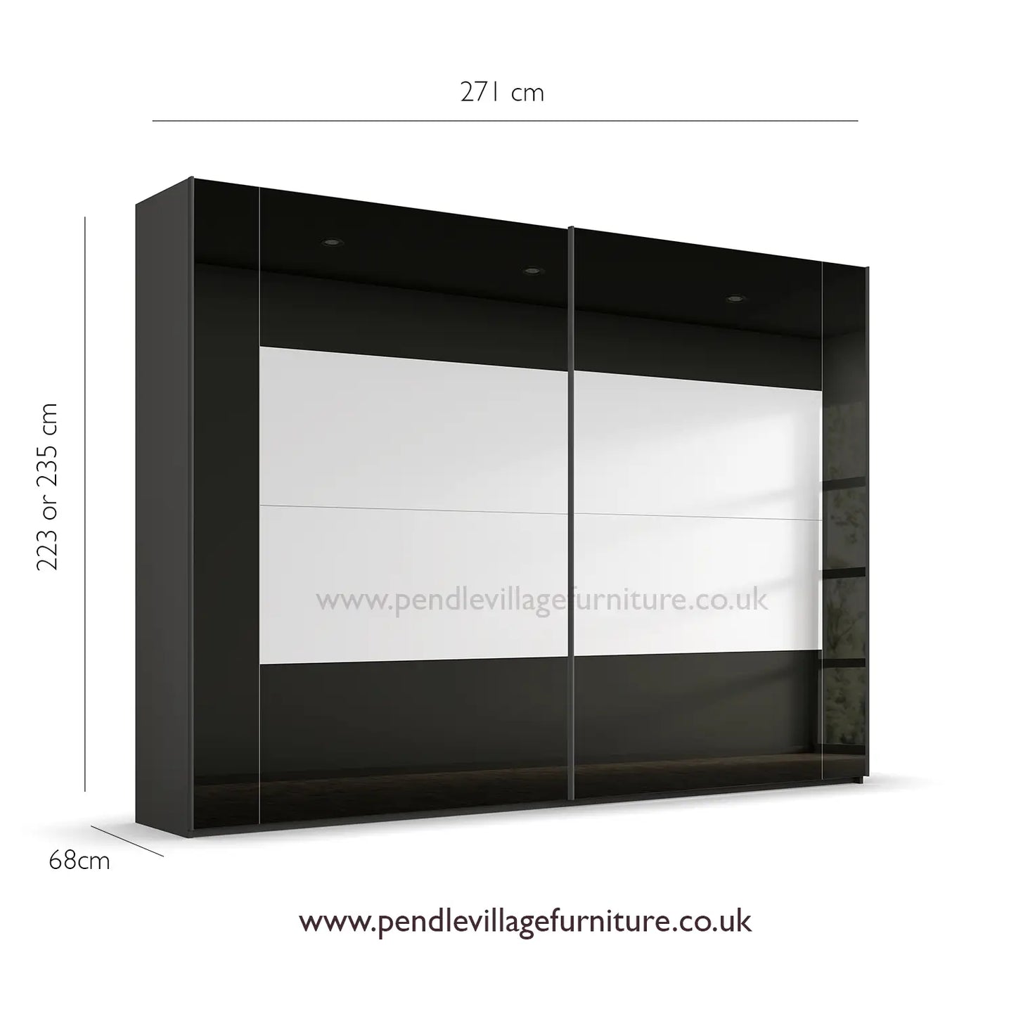 Rauch Basalt Glass Rio 271cm 2 Door Sliding Wardrobe - Pendle Village Furniture