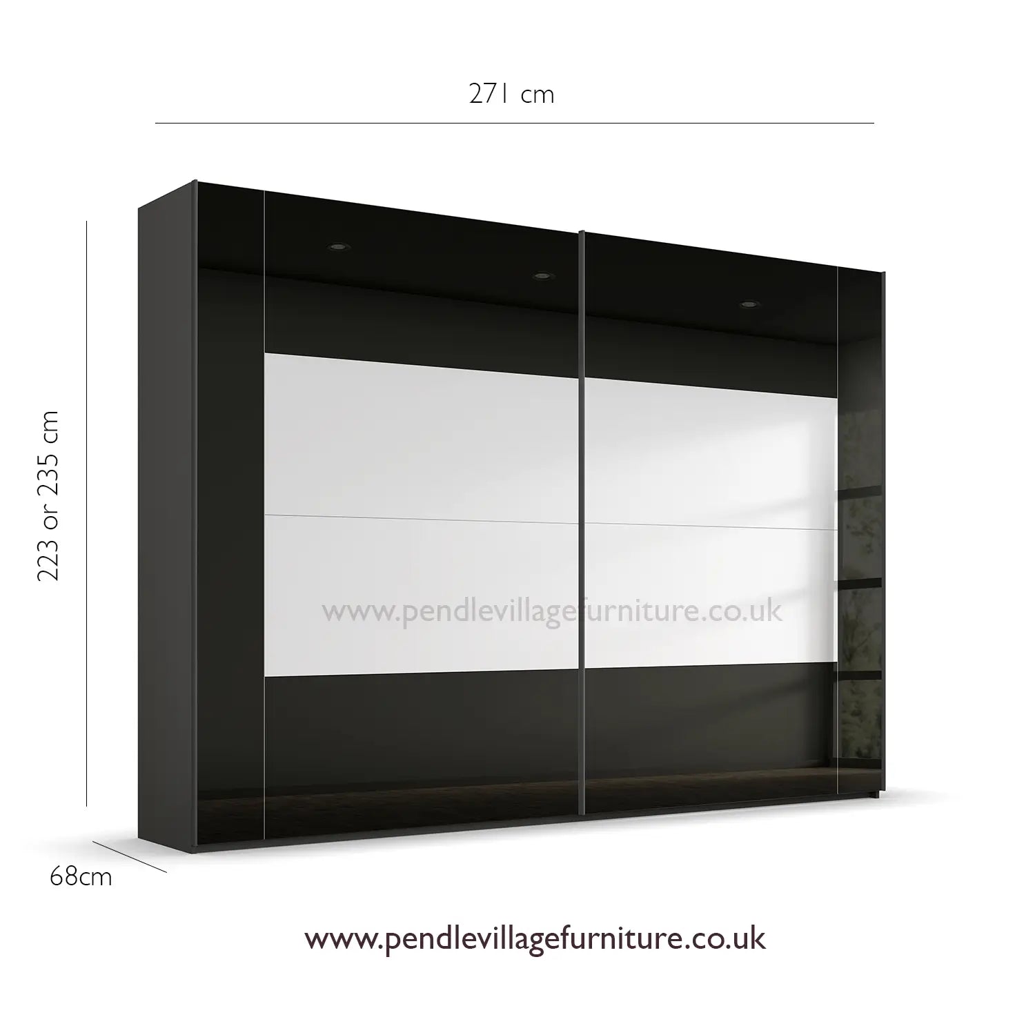Rauch Basalt Glass Rio 271cm 2 Door Sliding Wardrobe - Pendle Village Furniture