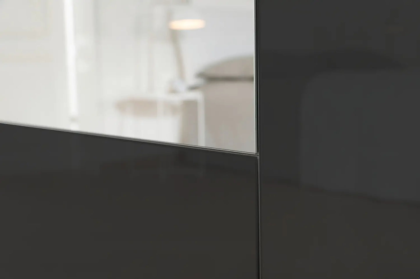 Rauch Basalt Glass Rio 181cm 2 Door Sliding Wardrobe - Mirror Closeup view