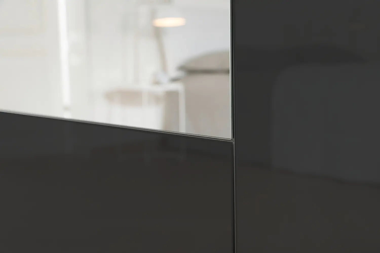 Rauch Basalt Glass Rio 181cm 2 Door Sliding Wardrobe - Mirror Closeup view
