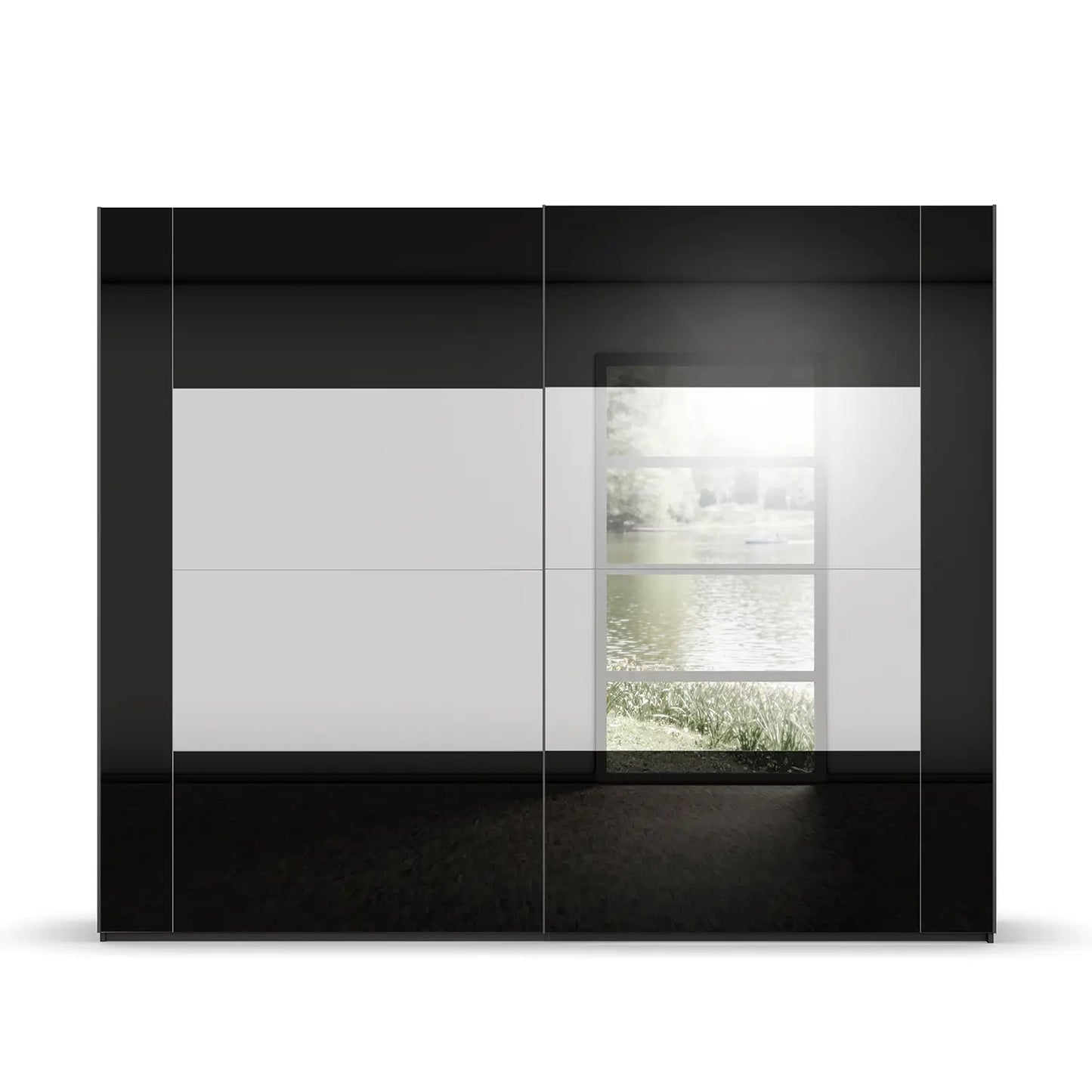 Rauch Basalt Glass Rio 181cm 2 Door Sliding Wardrobe - Front view