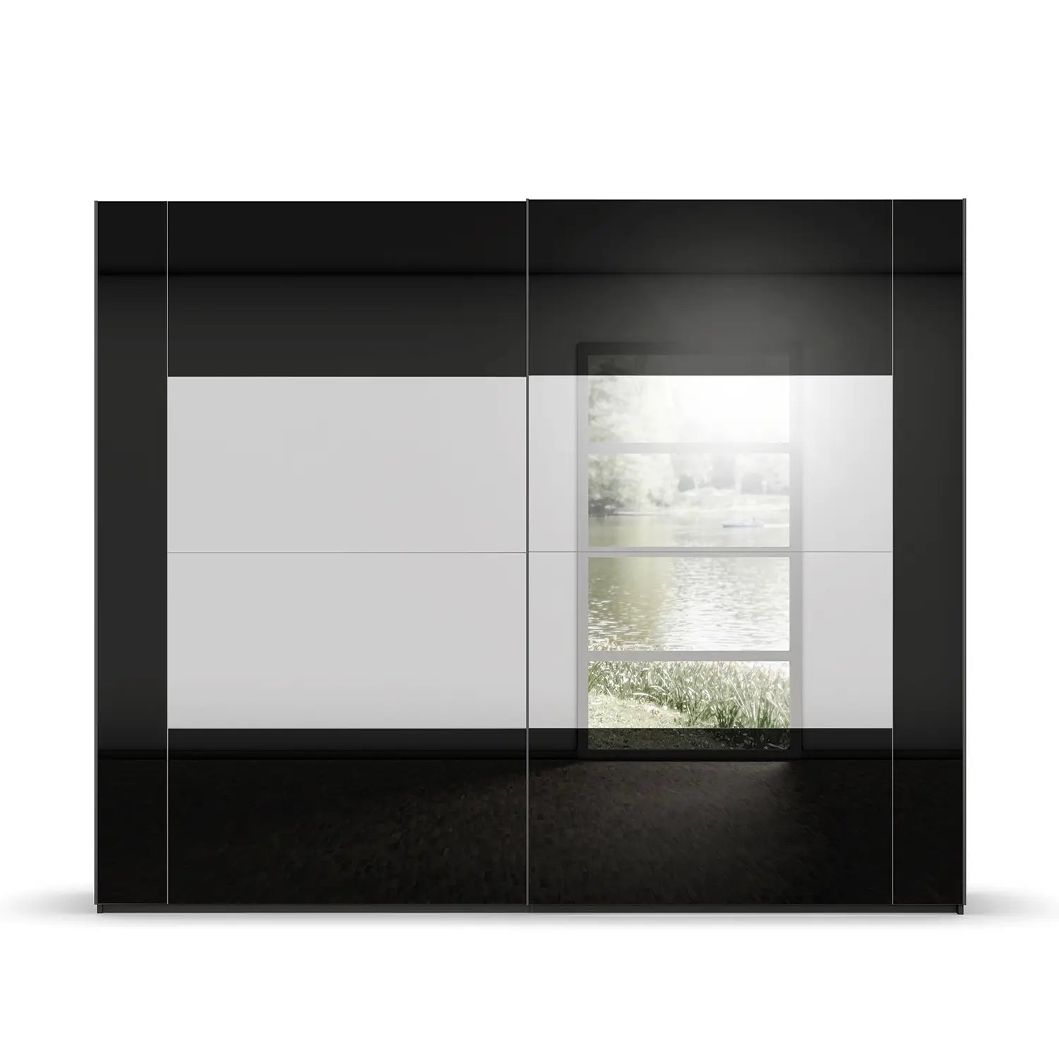 Rauch Basalt Glass Rio 271cm 2 Door Sliding Wardrobe - Front view