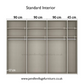 Rauch Frankfurt Two Tone Mirror Front Sliding Door Wardrobe - W316cm - Standard Interior View with Dimensions