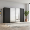 Rauch Scale Black Supreme Duo Graphite 4 Door Sliding  Wardrobe with Mirror 