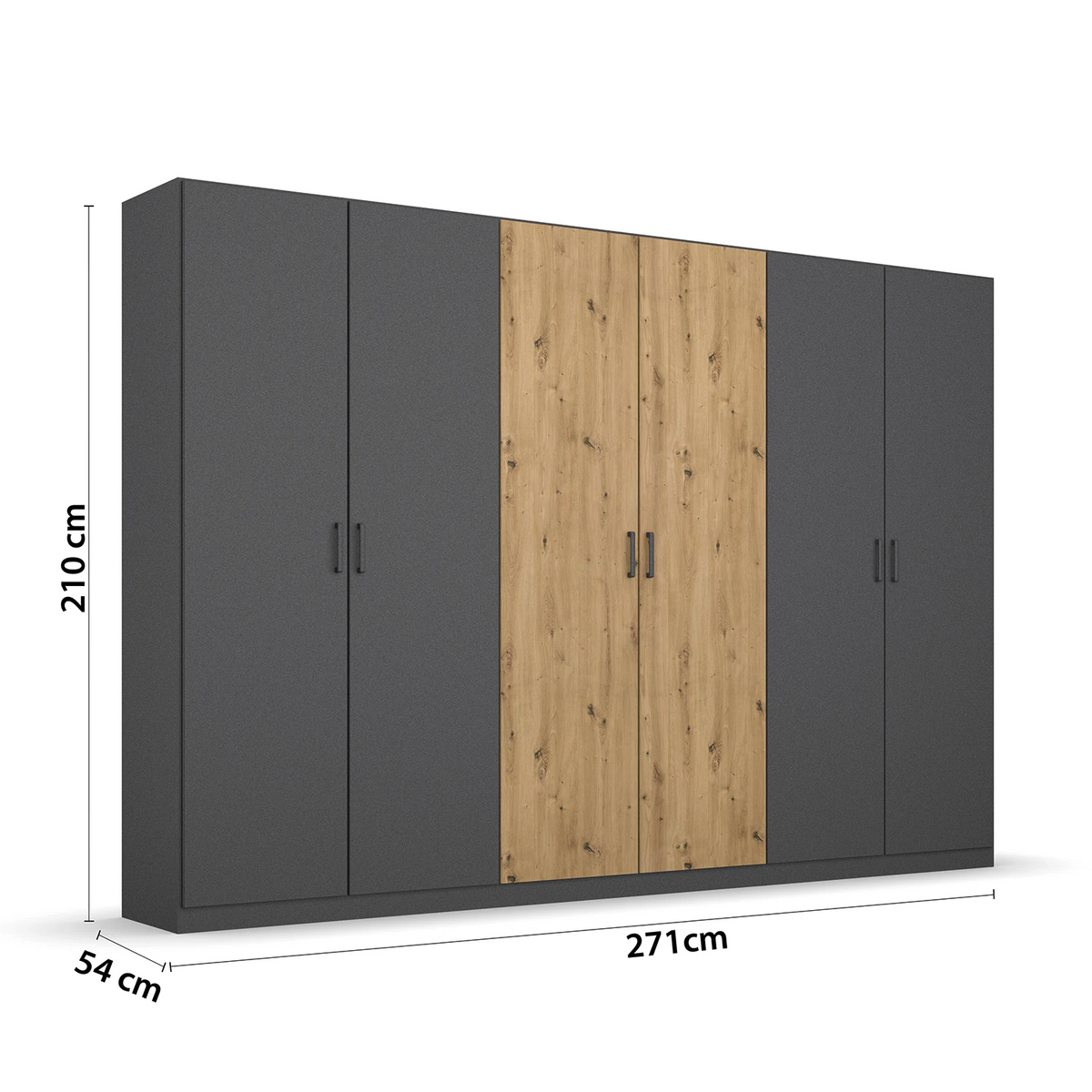 Rauch Miro 6 Door Hinged Wardrobe 271cm Dimensions