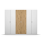 Rauch Miro 6 Door Hinged Wardrobe 271cm in Alpine White with Artisan Oak front view