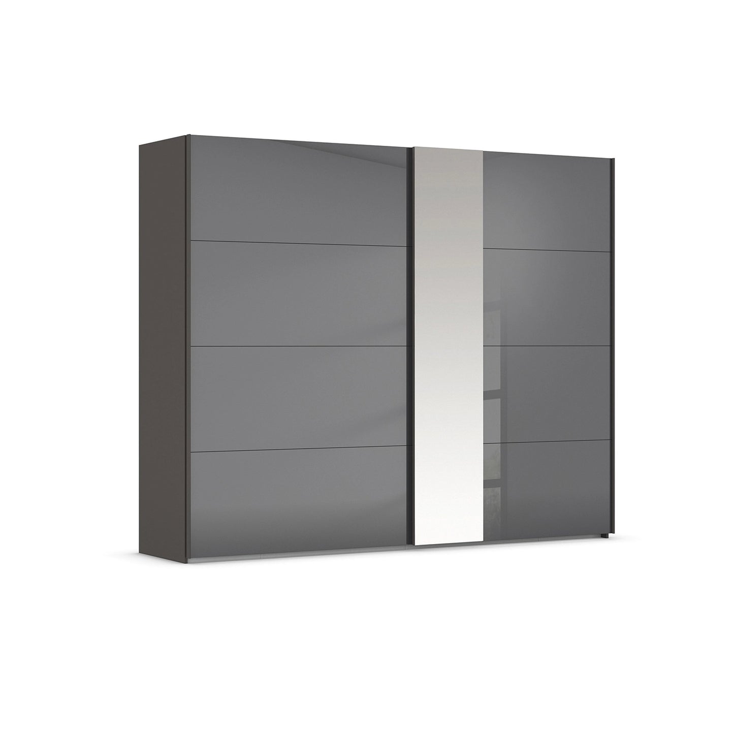 Cairns Graphite and Basalt Glass Sliding Door Wardrobe with Mirror