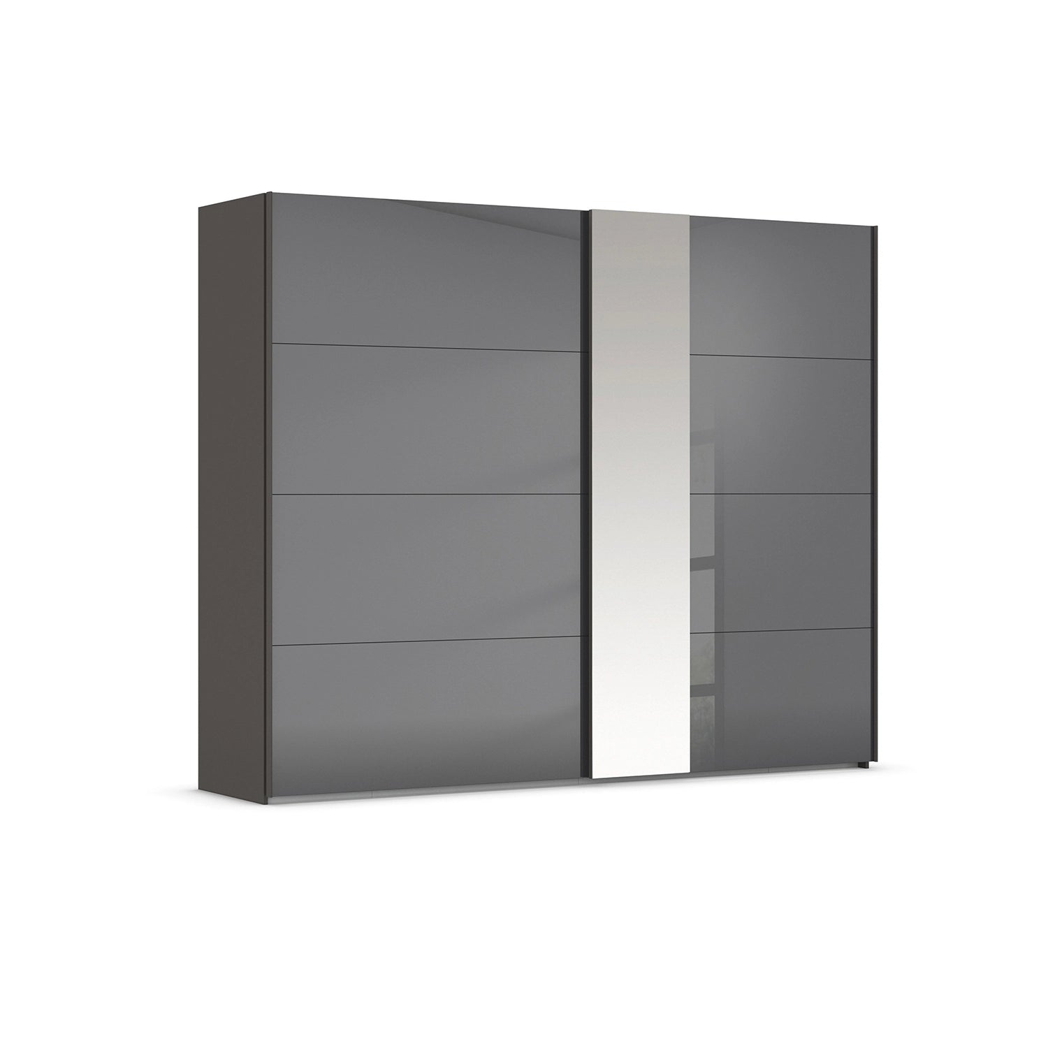 Cairns Graphite and Basalt Glass Sliding Door Wardrobe with Mirror