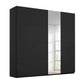 Cairns Graphite and Basalt Glass Sliding Wardrobe with Mirror and light 