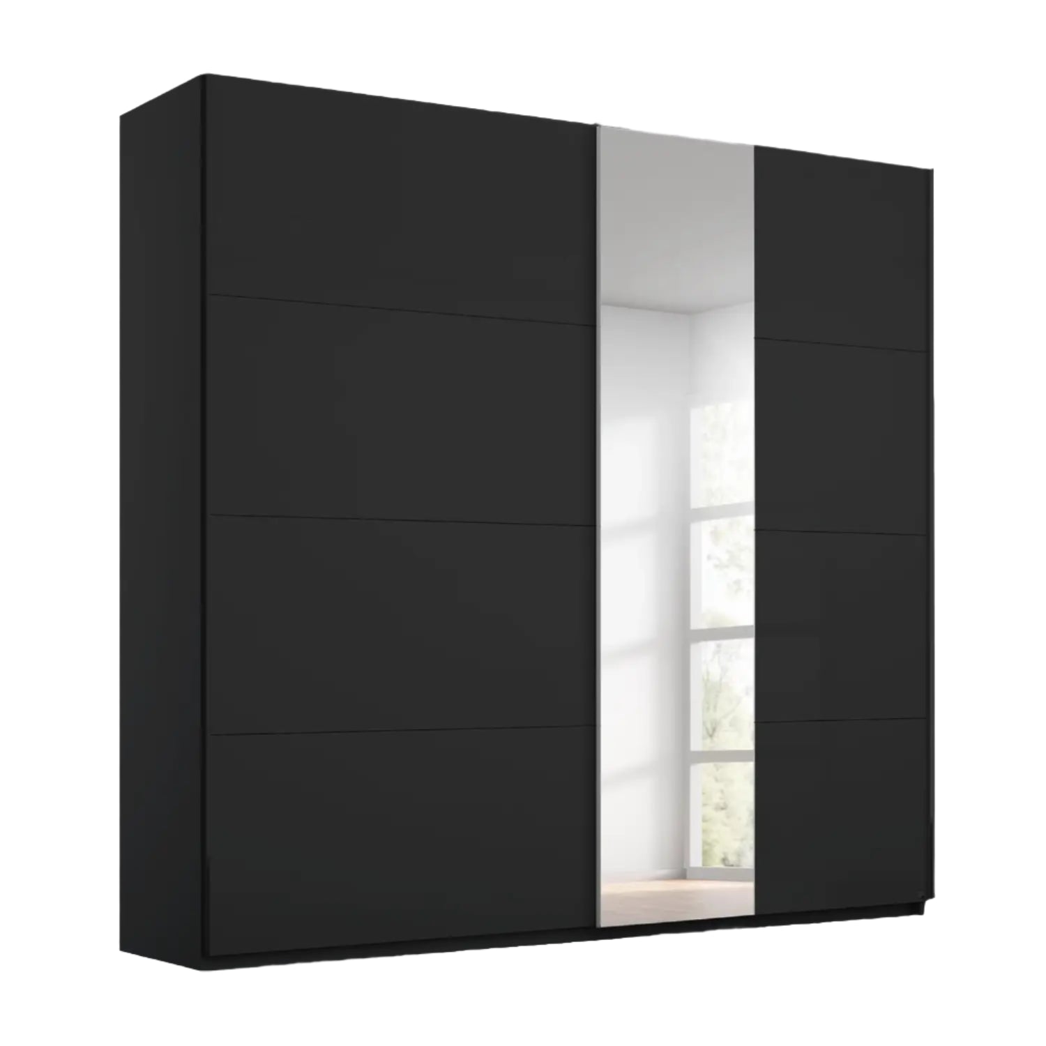 Cairns Graphite and Basalt Glass Sliding Wardrobe with Mirror and light 