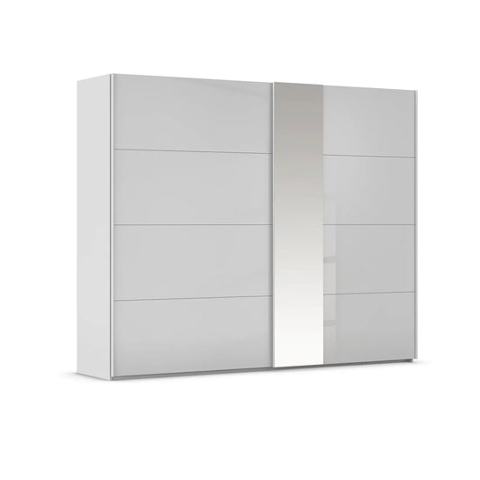 Cairns Silk Grey wardrobe with sliding doors on a white background