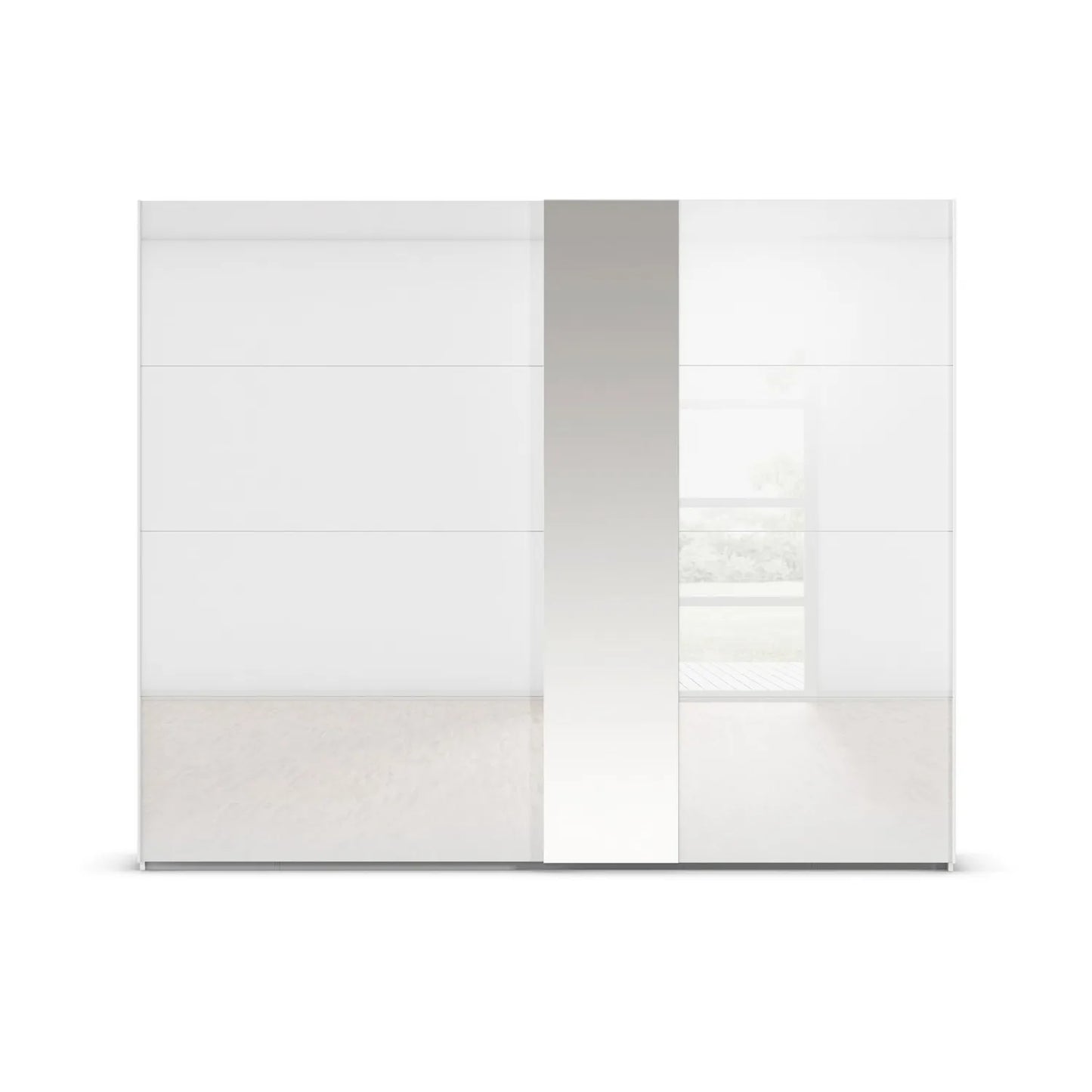 White wardrobe with sliding doors on a white background