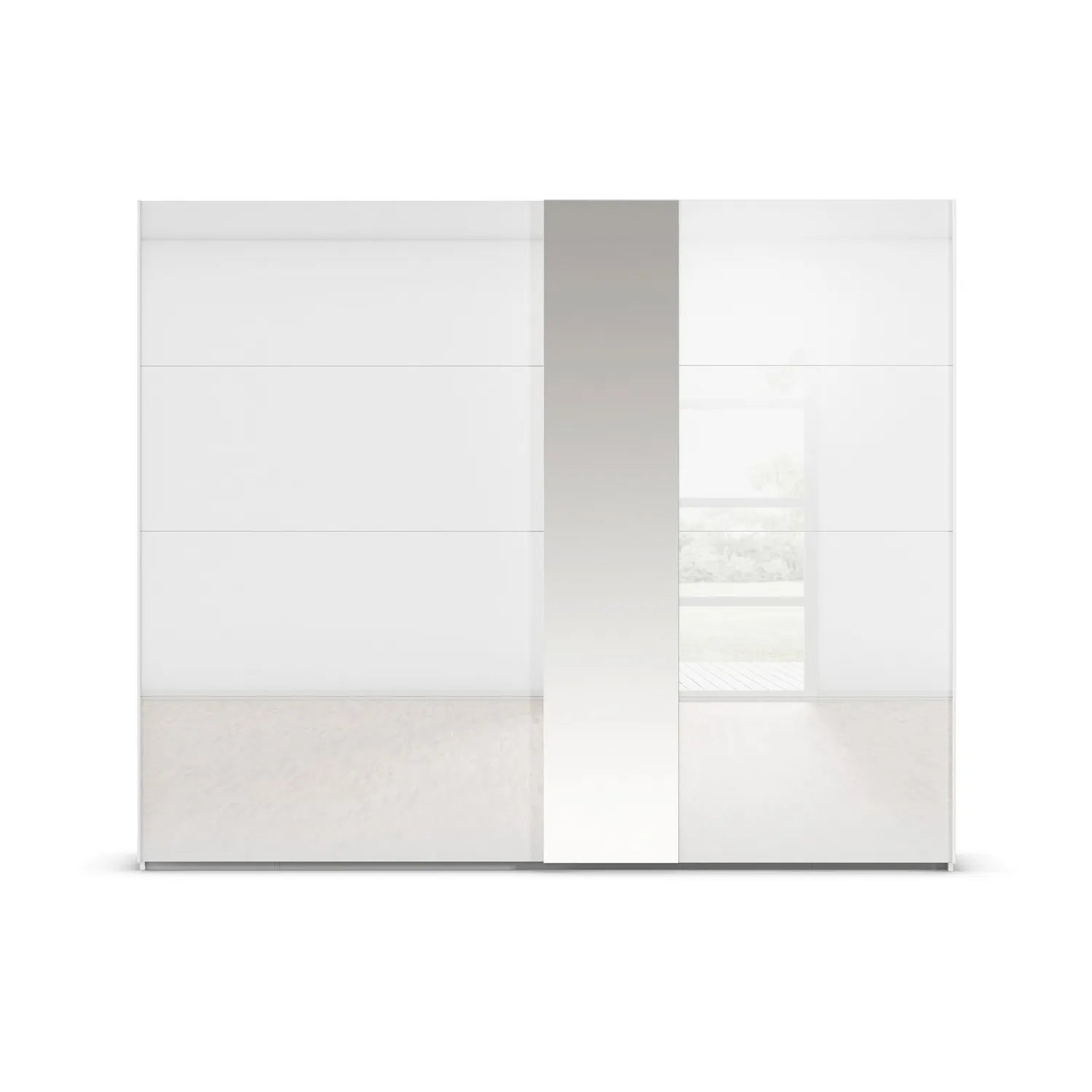 White wardrobe with sliding doors on a white background