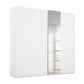 Cairns White Glass wardrobe with a mirror door on a white background