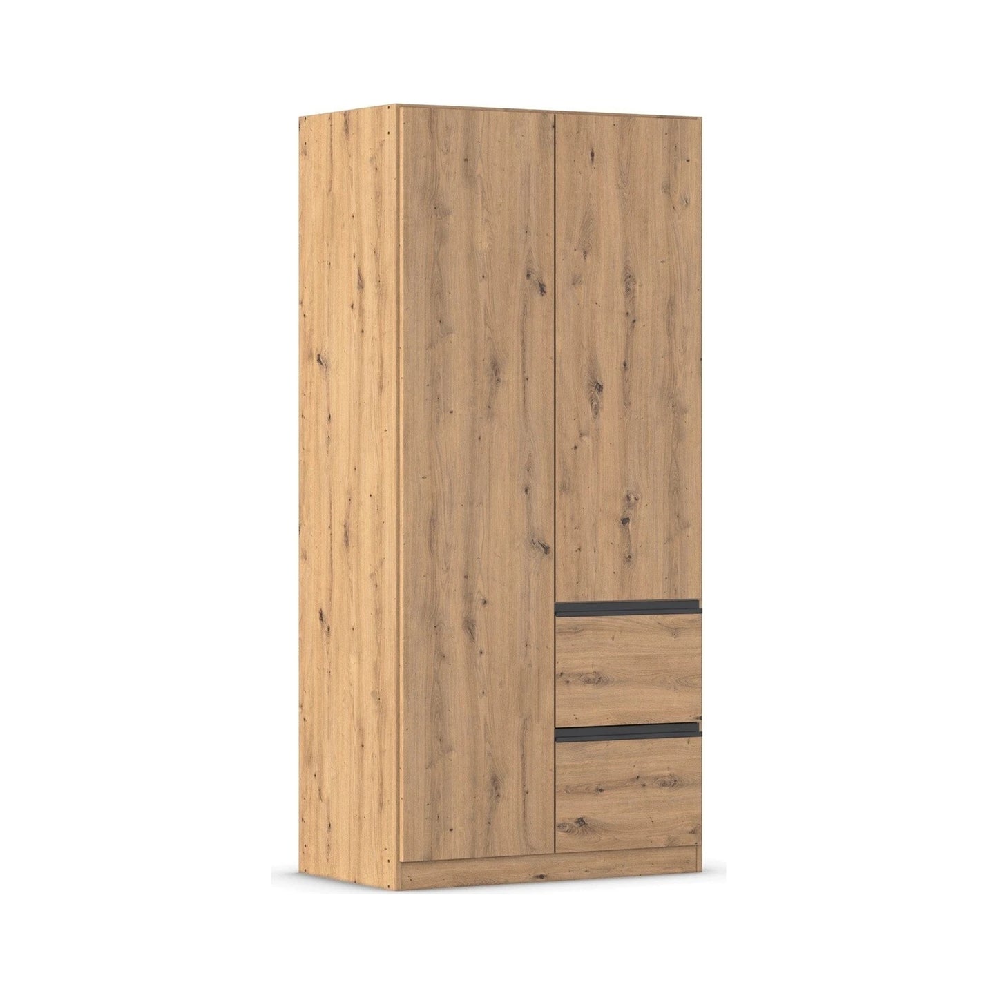 Rauch Cara Artisan Oak 2 Door Wardrobe with Side Drawers 91cm