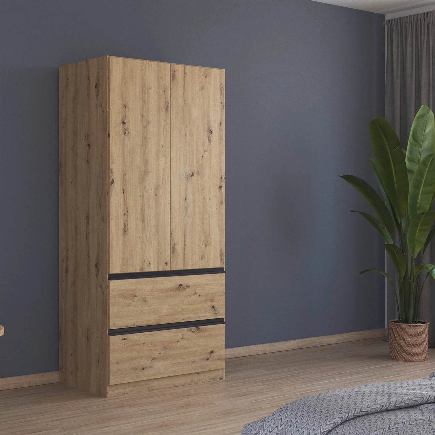 Rauch Cara Artisan Oak 2 Door Wardrobe with Drawers