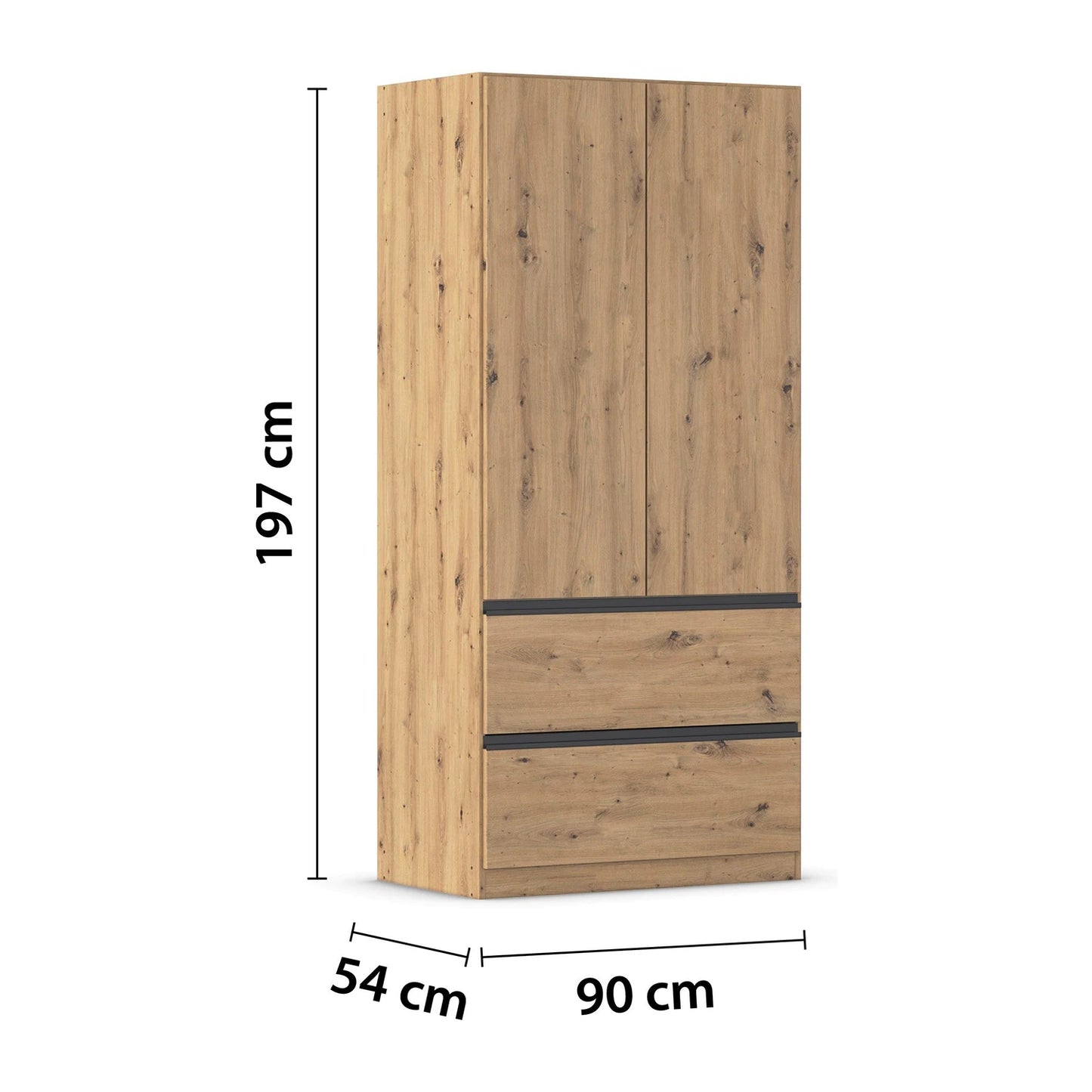 Rauch Cara Artisan Oak 2 Door Wardrobe with Drawers