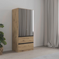 Rauch Cara Artisan Oak 2 Door Mirrored Wardrobe with Drawers