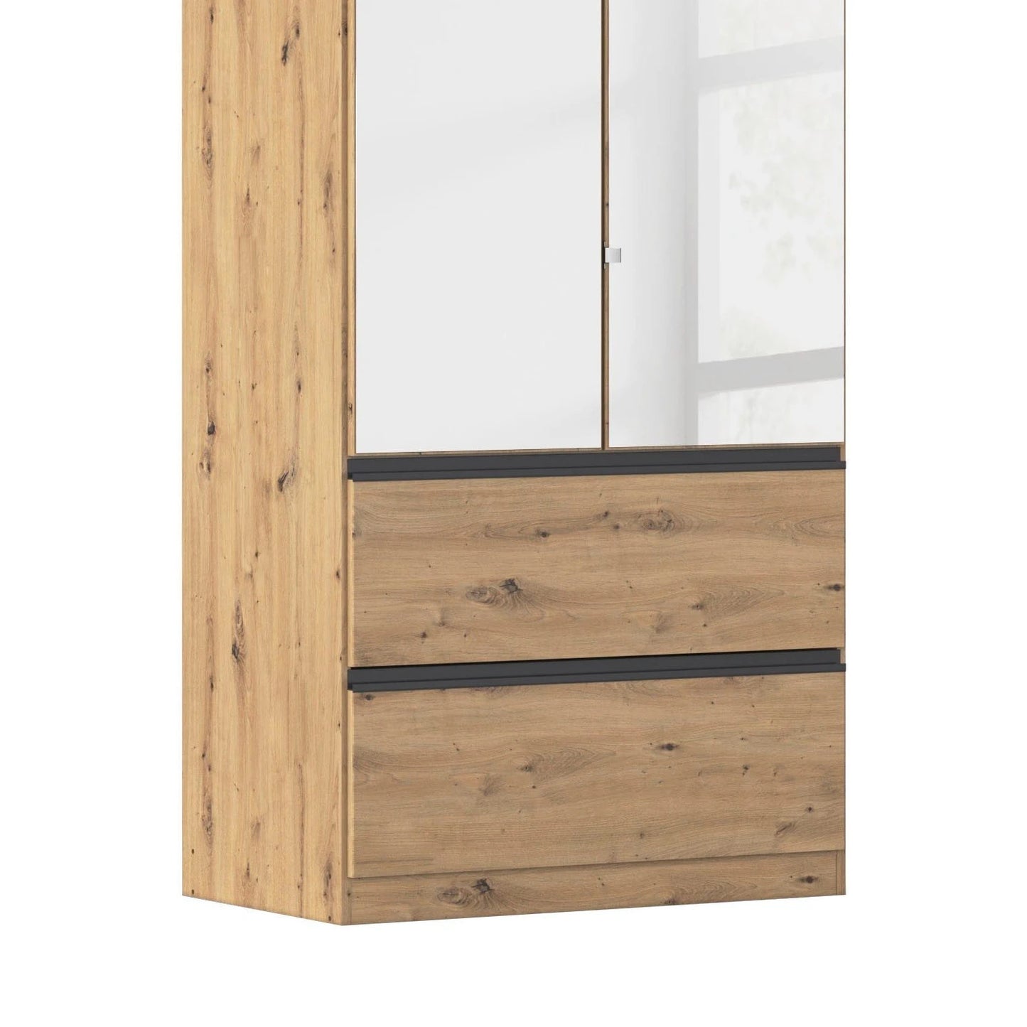 Rauch Cara Artisan Oak 2 Door Mirrored Wardrobe with Drawers